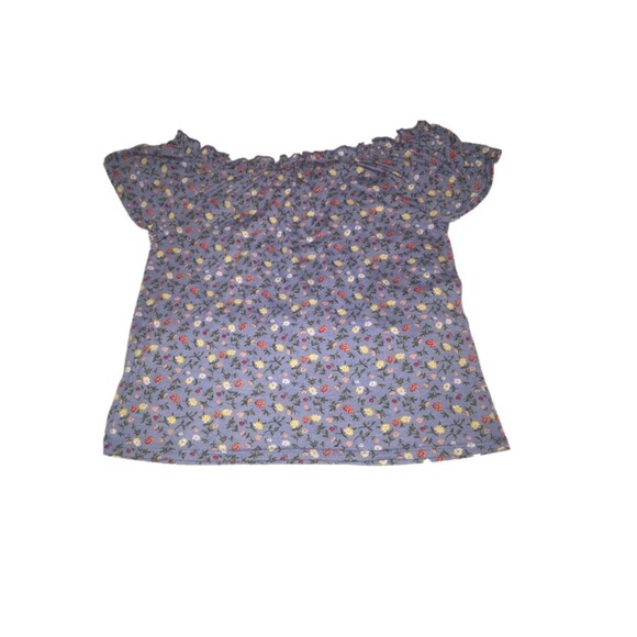 Almost Famous top Womens Medium country blue floral ruffle Coastal Cottage Y2K - Picture 2 of 6